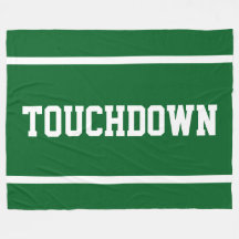 深い緑に白のストライプとスポーツ風TOUCHDOWNテキスト
