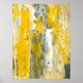「深い考えイン」グレーとイエローの抽象芸術アート ポスター (正面)