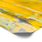 「深い考えイン」グレーとイエローの抽象芸術アート ポスター (角)