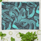 深い考え – ブラックとティール(緑がかった色): キッチンタオル (折り畳み)