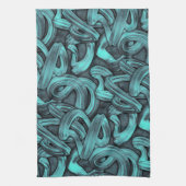 深い考え – ブラックとティール(緑がかった色): キッチンタオル (縦)