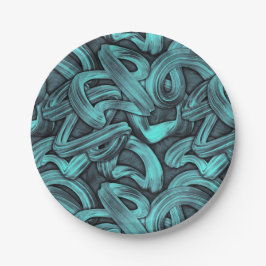 深い考え – ブラックとティール（緑がかった色）: ペーパープレート