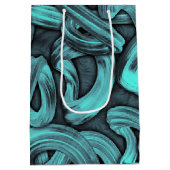 深い考え – ブラックとティール（緑がかった色）: ミディアムペーパーバッグ (裏面)