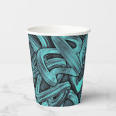 深い考え – ブラックとティール（緑がかった色）: 紙コップ (裏面)