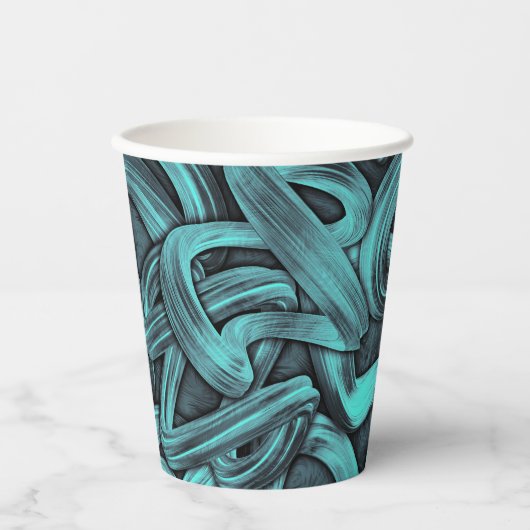 深い考え – ブラックとティール（緑がかった色）: 紙コップ (正面)