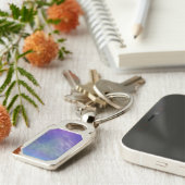 深い虹の色の空の背景 キーホルダー (側面)