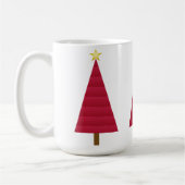 深い赤いダマスクモダンクリスマスツリー コーヒーマグカップ (左)