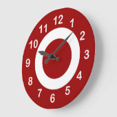 深い赤と白ターゲット – 円 ラージ壁時計 (傾斜)