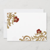 深い赤と金ゴールド渦巻きメリークリスマスフォト シーズンカード (裏面)