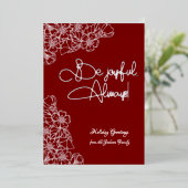 深い赤と銀のフローラうれしそうな写真クリスマス 箔シーズンカード (立ち正面)