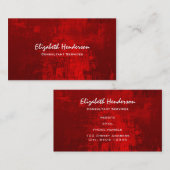 深い赤のテクス絵を描チャ抽象芸術の背景 名刺 (正面/裏面)