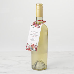 深い赤の庭の水彩花 ボトルネックタグ