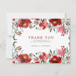 深い赤の庭の花 サンキューカード