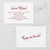 深い赤の白い「引っ越しました」カード 名刺 (正面/裏面)