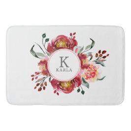 深い赤の花束 バスマット