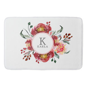 深い赤の花束 バスマット