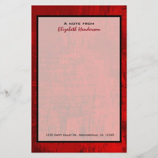 深い赤テクス素朴チャ抽象芸術背景 便箋 (正面)