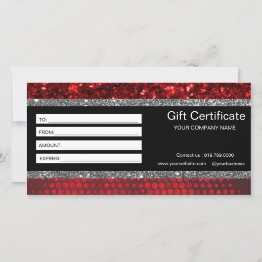 深い赤フェイクグリッター灯ギフト券 (裏面)