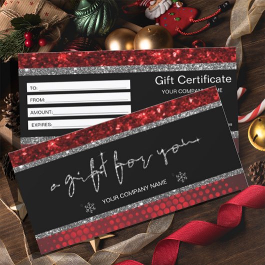 深い赤フェイクグリッター灯ギフト券