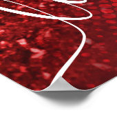 深い赤フェイクグリッター灯 ポスター (角)