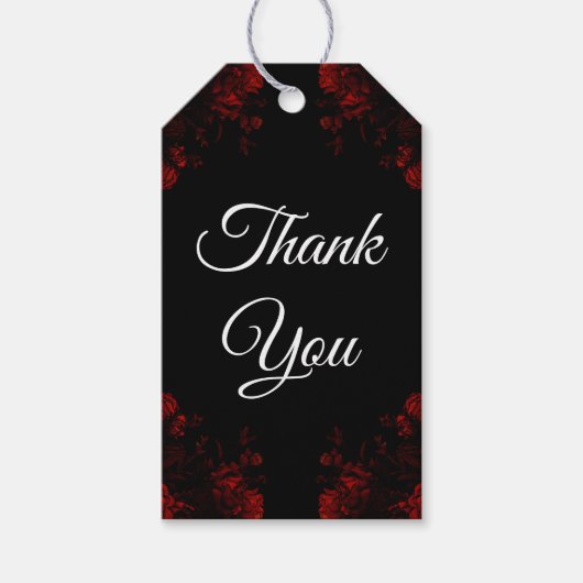深い赤フローラエレガントゴシック結婚ズ ギフトタグ (正面)