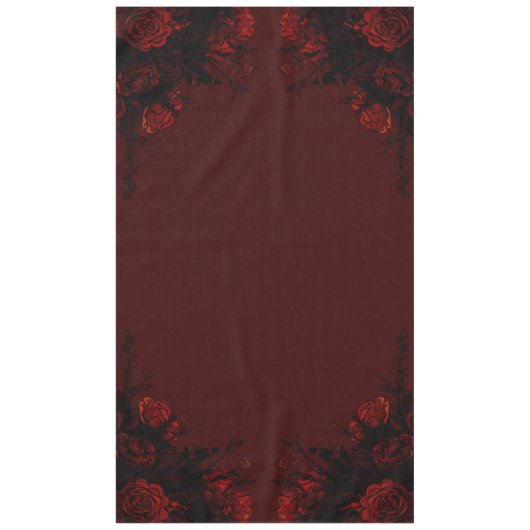 深い赤フローラエレガントゴシック結婚ズ テーブルクロス (正面)