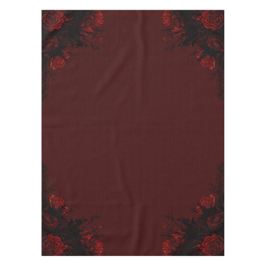 深い赤フローラエレガントゴシック結婚ズ テーブルクロス (正面)