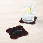 深い赤フローラエレガントゴシック結婚ズ ペーパーコースター (インサイチュ)