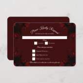 深い赤フローラエレガントゴシック結婚ズ 招待状 (正面/裏面)