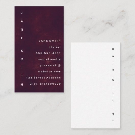 深い赤モダングランジ(垂直文字) 名刺 (正面/裏面)