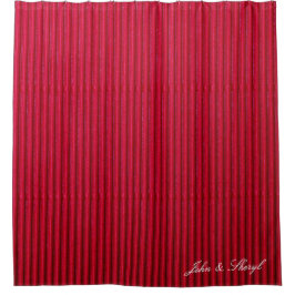 深い赤リブ付き垂直線 シャワーカーテン