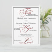 深い赤信希望ラブスクリプト結婚式招待状 招待状 (スタンド正面)