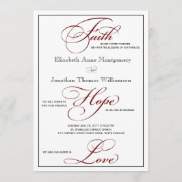 深い赤信希望ラブスクリプト結婚式招待状 招待状