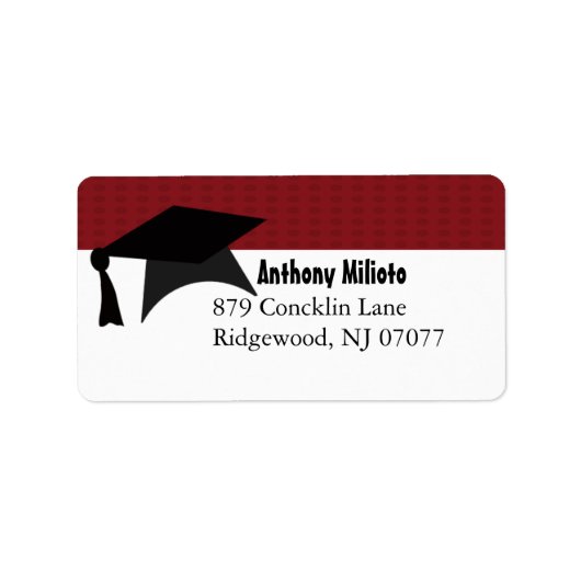 深い赤卒業キャップラベル ラベル (正面)