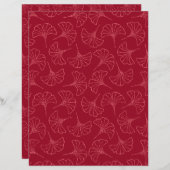 深い赤日本の銀杏離れのスクラップブック紙 (正面/裏面)