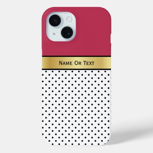 深い赤Vivaマゼンタ:白と黒の水玉模様 Case-Mate iPhoneケース (裏面)