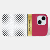 深い赤Vivaマゼンタ:白と黒の水玉模様 Case-Mate iPhoneケース (裏面 (横))