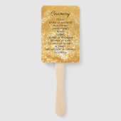 深い金ゴールドグリッター結婚式 プログラム ハンドファン (裏面)