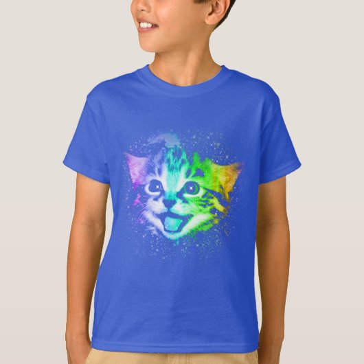 深い銀河系の宇宙の子猫 Tシャツ (正面)