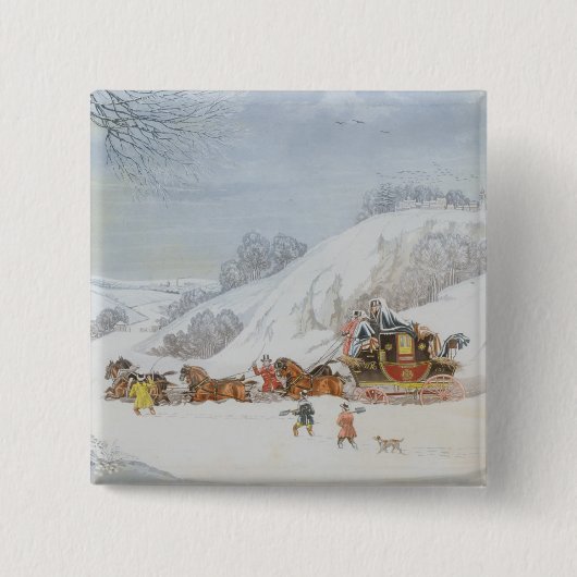 深い雪の郵便 缶バッジ (正面)