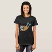深い青い海のデブ猫 Tシャツ (正面フル)
