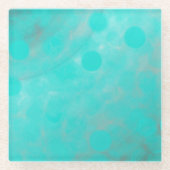 深い青い海模様 ガラスコースター (正面)