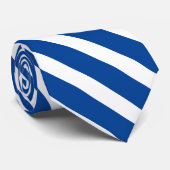 深い青い白の幾何学的な斜ストライプ線 ネクタイ (ロール)