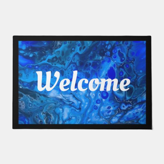 "深い青に" ドアマット (正面)