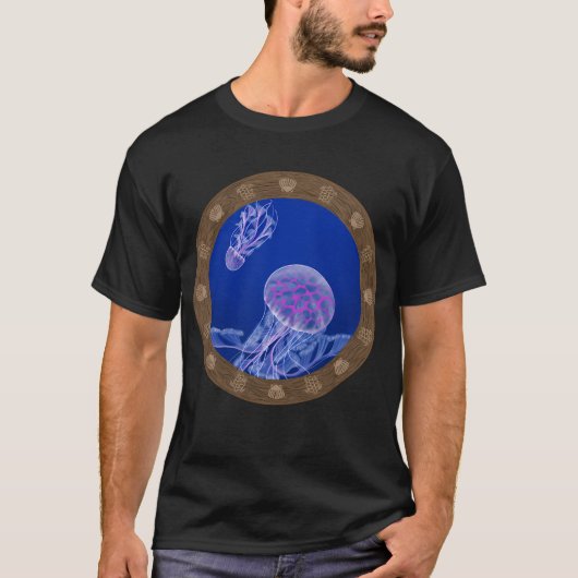深い青の中のクラゲ Tシャツ (正面)