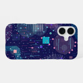 深い青の夢抽象芸術 iPhone 16ケース (裏面横)