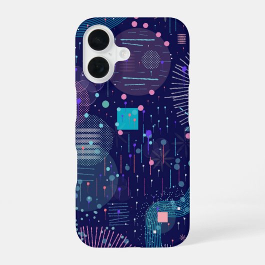 深い青の夢抽象芸術 iPhone 16ケース (裏面)