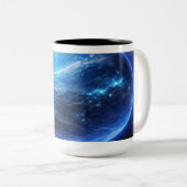 深い青の惑星 ツートーンマグカップ (正面右)
