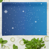 深い青の星空の夜 キッチンタオル (折り畳み)