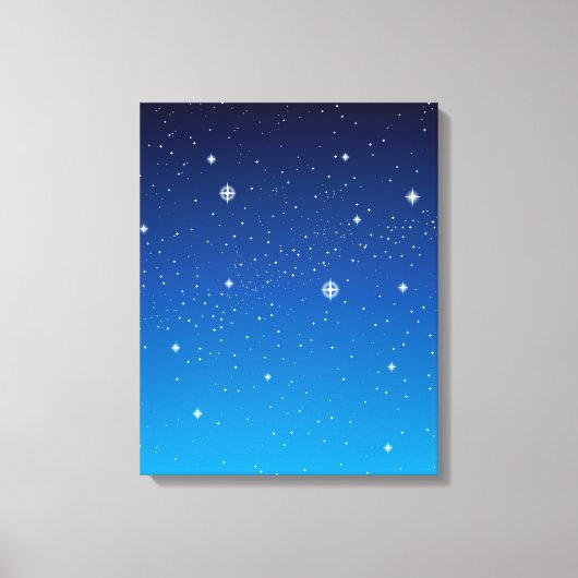深い青の星空の夜 キャンバスプリント (正面)